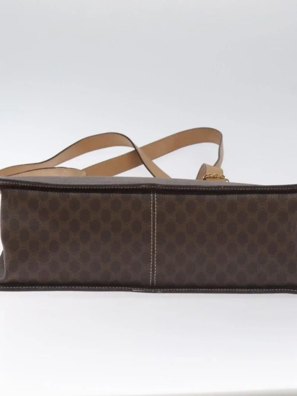 Authentic CELINE Macadam Canvas Shoulder Bag PVC Brown Gold - Picture 12 of 16